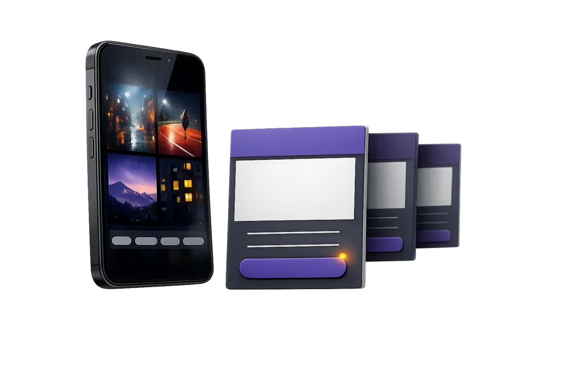 Xtreme HD IPTV price plans shown as three cards beside a phone showing films